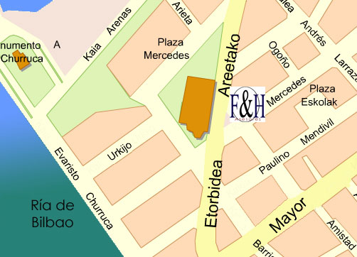 Estamos en Las Arenas - Getxo , en la Areetako Etorbidea 2B, piso 2º, departamento 4. Enfrente de la iglesia de Las Mercedes.